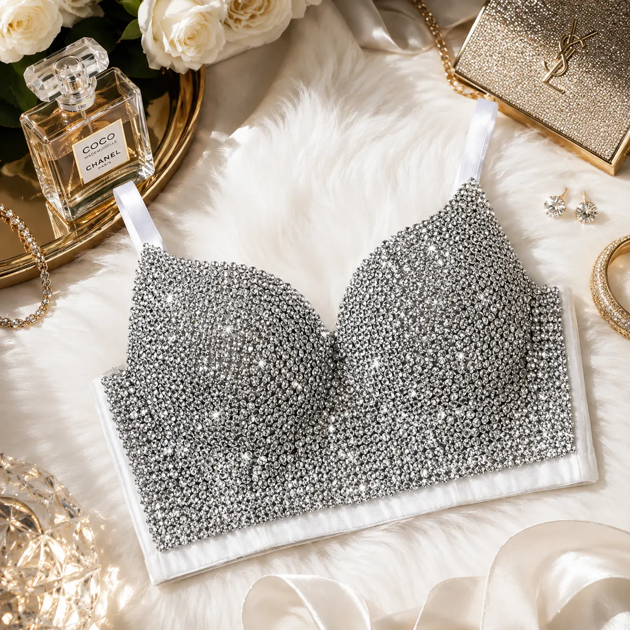Women's Frosted Signature Rhinestone Bustier Top