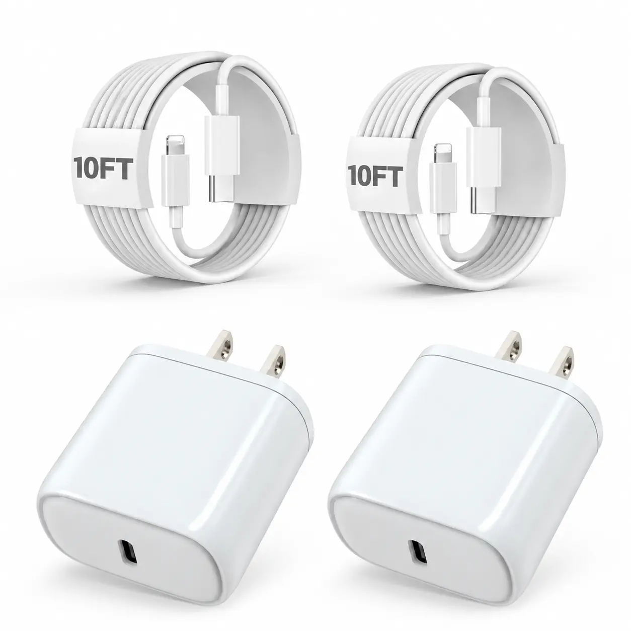 2Pack 10FT Extra Long Quick USB C to Lightning Cable Cords + 20W PD USB C Charger Block Fast  Charging Adapter for iPhone 14 Pro Max/Plus/13/12/11/XS/XR/X/SE