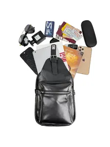 Sport Bag Cowhide Chest Bags for Men iPad Mini Cow Leather One Shoulder Bags Male Anti Theft Chest Pack Sling Bag for Men Versatile Bag