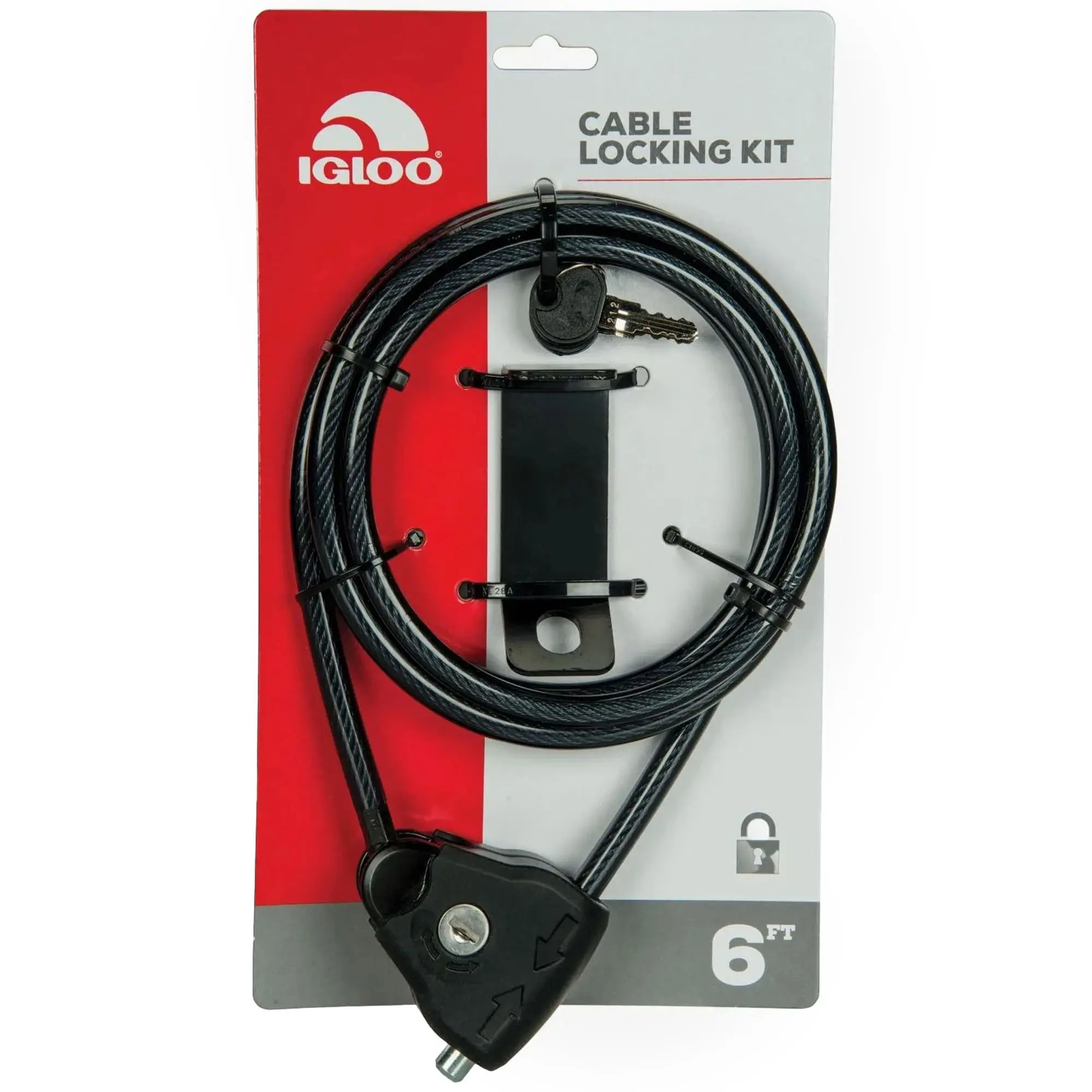 IGLOO Cooler Lock Kit with 6-ft x 5/16-in Braided Steel Security Cable and Metal Lock, Fits Most Rotomolded Coolers & Handles, Steel Cable, Fits Handles, Flexible Braided Cable