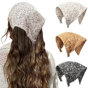 3-piece suit Printed Elastic Hair Scarf Headband Chiffon Head Kerchief Headband Floral Hair Scarves Hair Clips Hair Bandanas