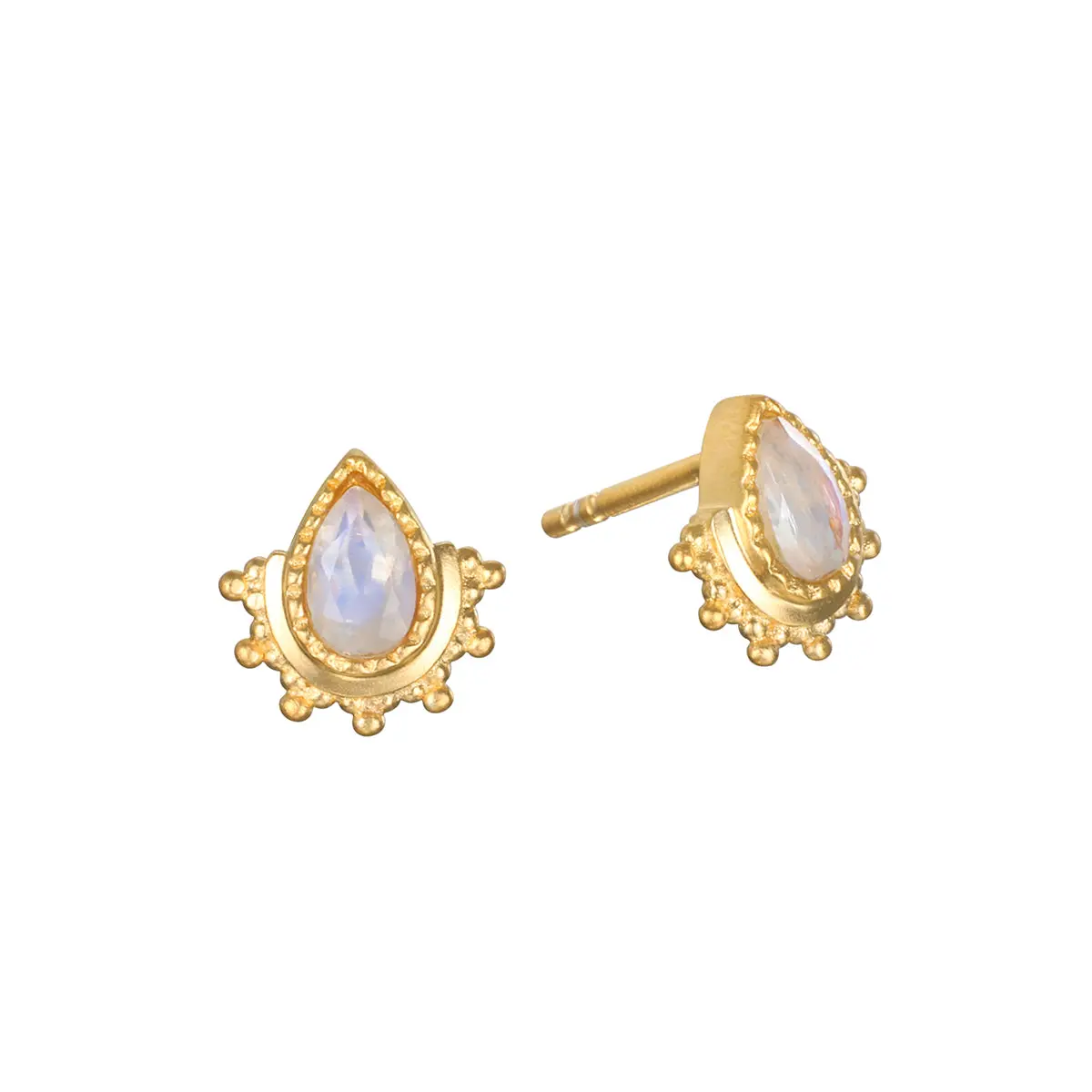 Satya Jewelry Majestic Nature Rainbow Moonstone Stud Earrings- One year warranty