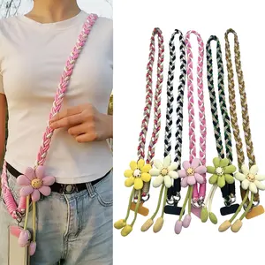 Woven Flower Phone Lanyard for Women, Flower Phone Lanyard Crossbody Strap, Teacher Must Have Lanyard, Universal Phone Neck Lanyard Travel, Perfect for Travel, Running, Shopping, Gift for Christmas, , TikTokShopBlackFriday
