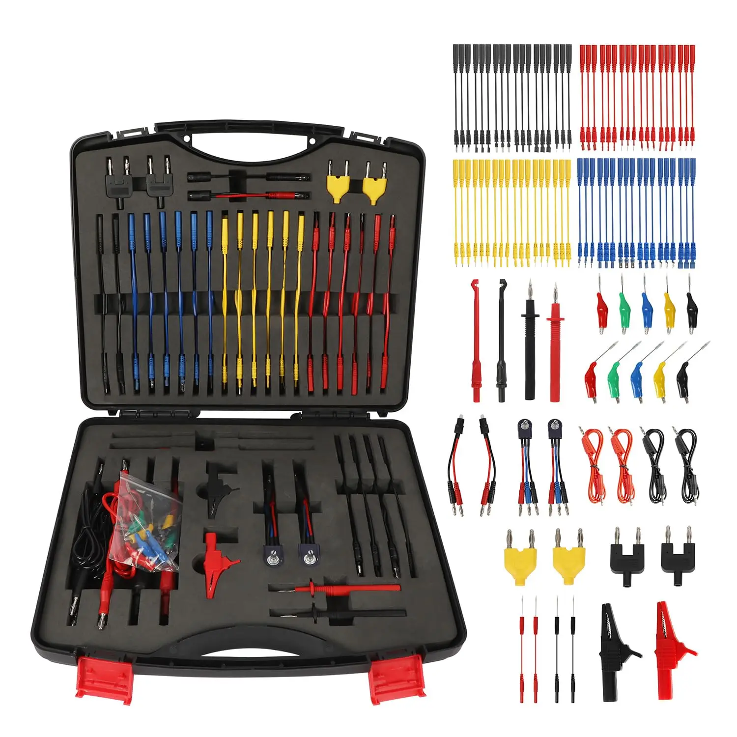 Automotive Circuit Test Leads Kit, Multimeter & Oscilloscope Test Lead Set with Alligator Clips & Banana Plugs for Automotive Electrical Detection Work
