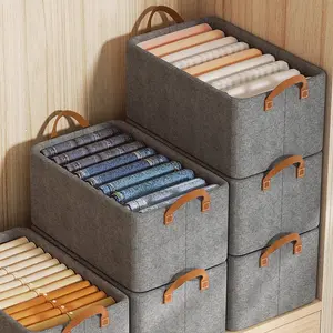Outdoor Goods 24L Foldable Cationic Thickened Steel Frame Storage Box Collapsible Fabric Organizer for Clothing