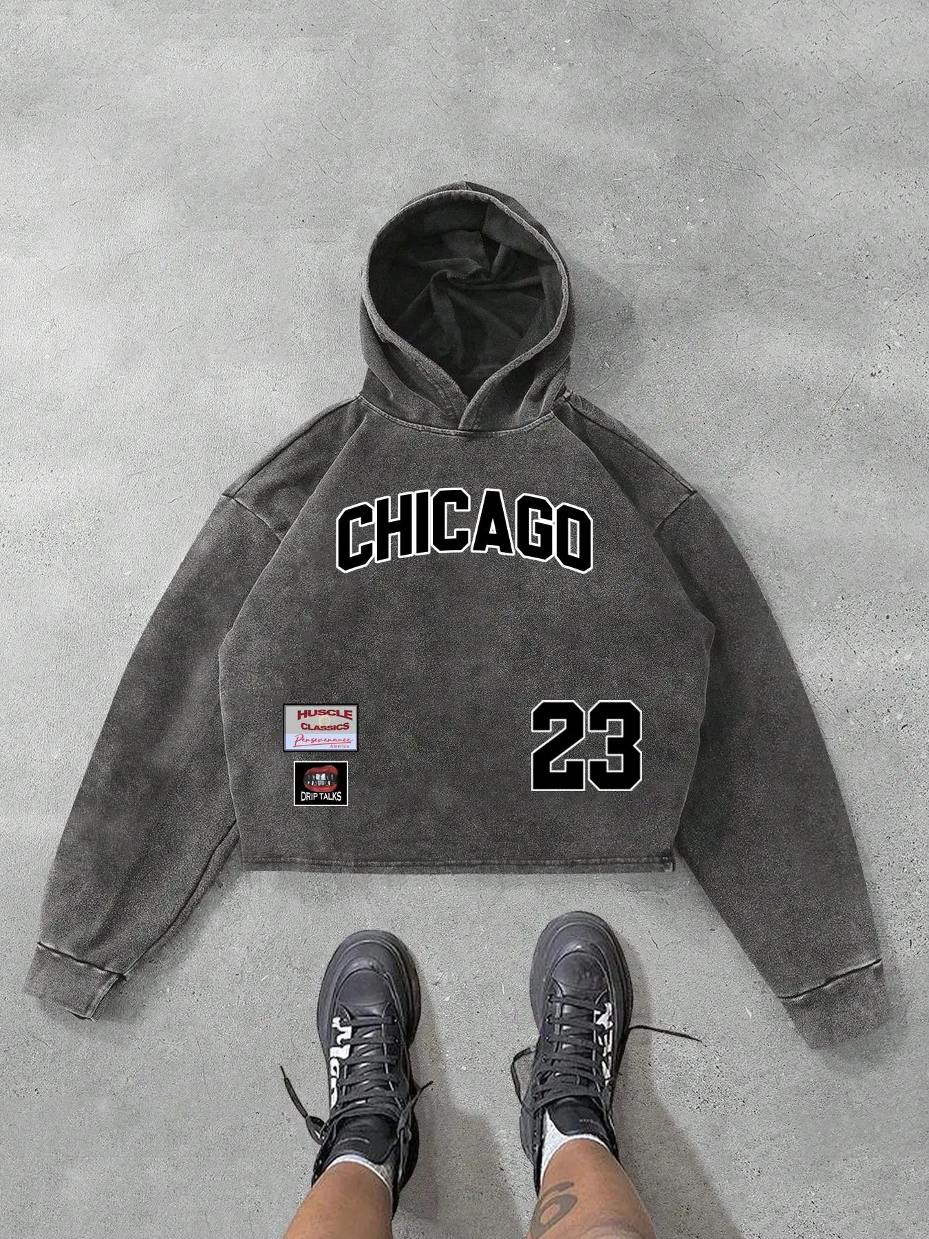 Men's Chicago Print Loose Hoodie, Casual Street Fashion Letter Graphic Hooded Sweatshirt for Daily Wear, Casual Streetwear Sweatshirt, Men's Clothes for All Seasons, Tops, Graphic Hoodies, Graphic Sweatshirts