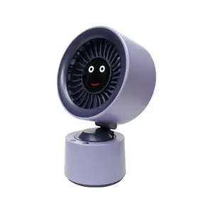 Cute Smiley Face Oscillating Portable Desk Fan, 3600mAh USB-C Rechargeable, 5-Speed Quiet, LED Power Display, Double Anti-Pinch Grill for Bedroom, Office