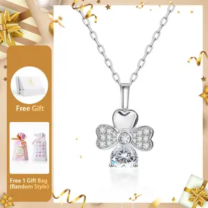 Moissanite Lucky Heart Petal Pendant Necklace Valentine's Day Wedding Engagement Anniversary Romantic Elegant Gift Daily Wear mothersdaygift