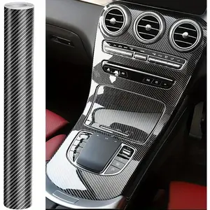 1 Roll 6D Carbon Fiber Film, Glossy Carbon Fiber Sticker, Automotive Wrap Film, Waterproof, Bubble-free, Self-adhesive, Suitable for Cars, Trucks, and Motorcycles, DIY Interior or Exterior, Car Interior Decor, Car Interior Decal