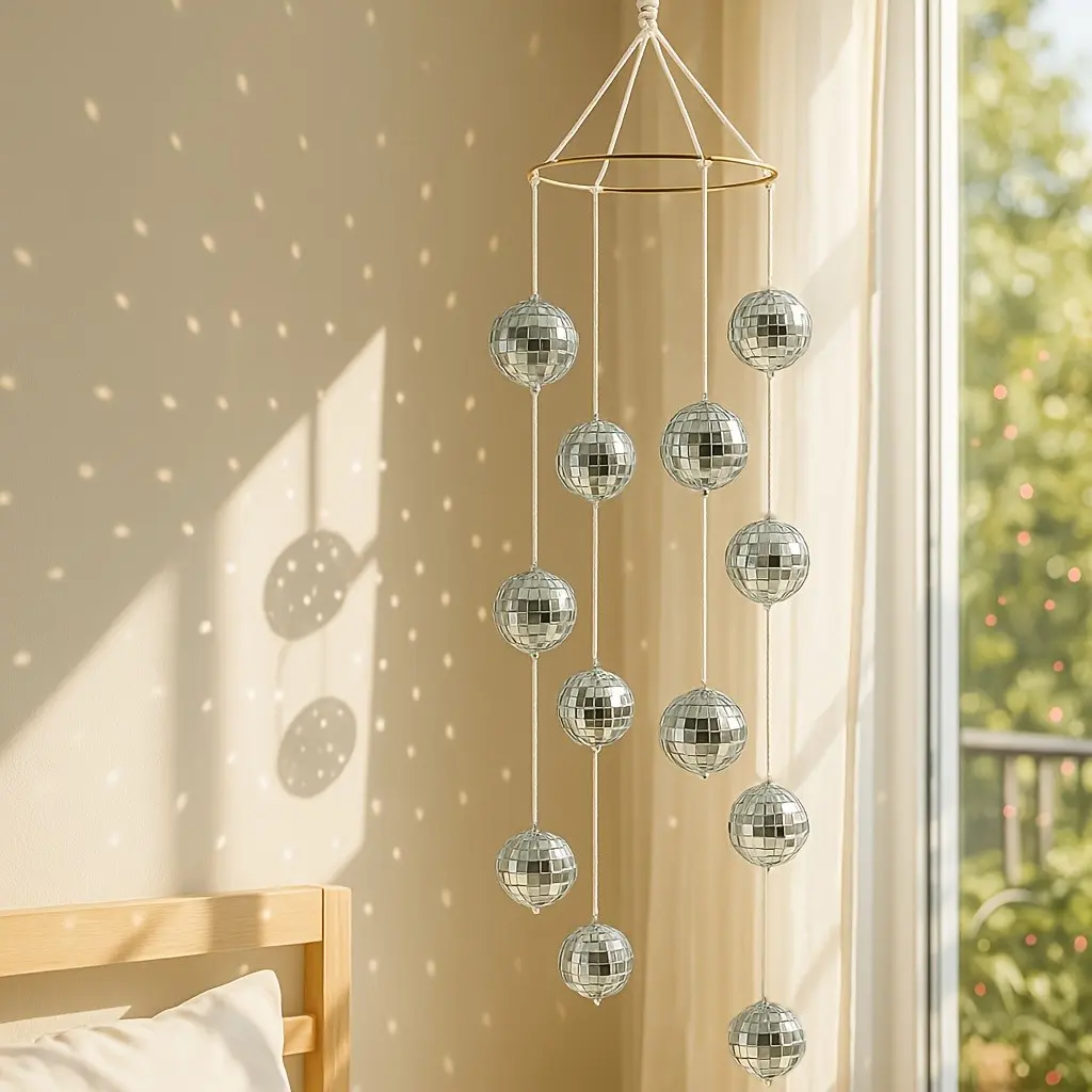 Disco Ball Hanging Wind Chime, Creative Sun Catcher, Home Garden and Indoor Room Hanging Decoration Ornament