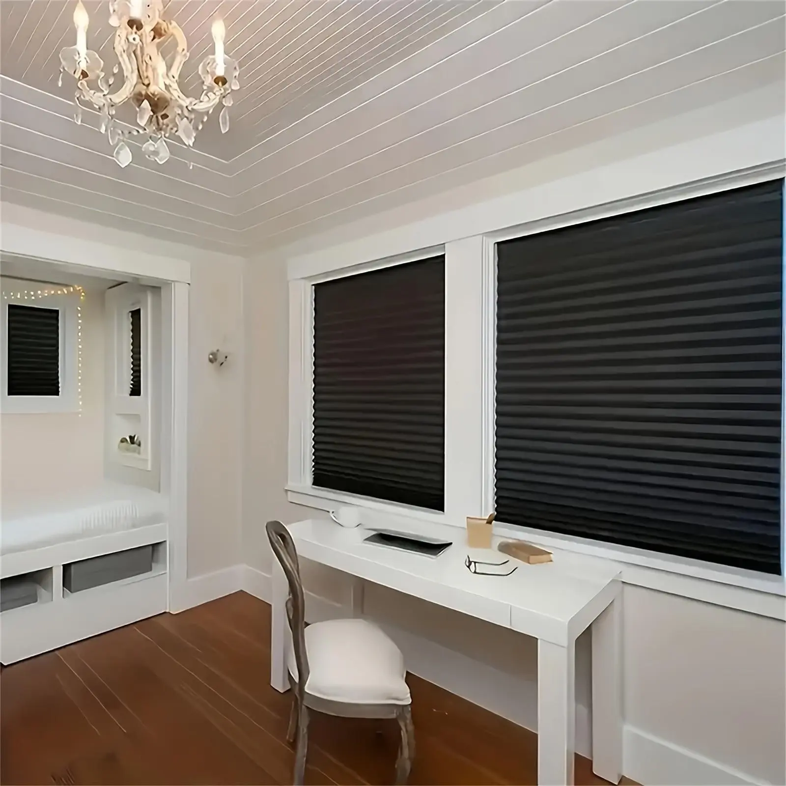 Blackout Pleated Window Shades Window Curtain - UV Blocking & Privacy Protection, Stay Cool No Glare for Bedroom Living Room & Office, Blackout Window Cover