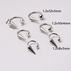 G23 Titanium Lip Rings Surgical Steel Snake Bite Design 16g Spike Labret 8mm 10mm 12mm Horseshoe Conch Hoop Earrings 16 Gauge Piercing Jewelry