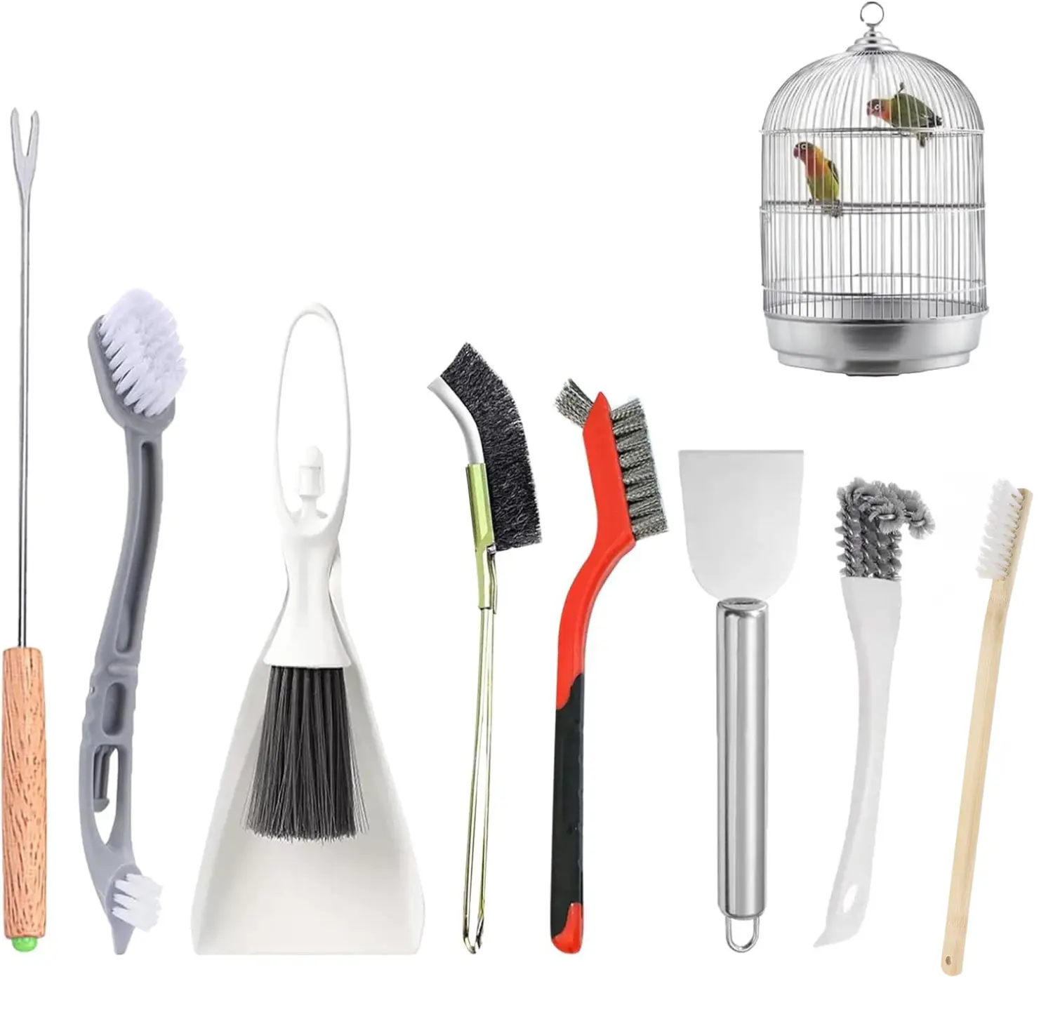 8 Packs Bird Cage Cleaning Brush Tool Set, Bird Cage Cleaner, Suitable for Bird Cages, Rabbit Cages, Hamster Cages, Parrot Cages, and Other Small Pet Cage Accessories