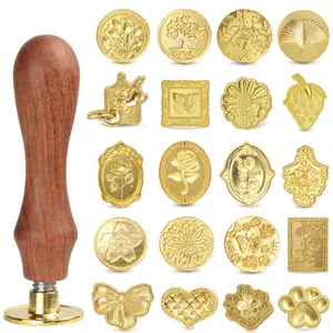 Wax Seal  Set - 20- Classic Seal Heads with Wooden Handle for Invitations, Letters,  Wrapping &  (Assorted Designs)