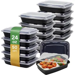 Meal Prep Containers [50 Pack] Rectangular  Storage Containers with , Bento Box, , Stackable, Microwave/Dishwasher/Freezer Safe To Go  Containers for Meal Prep (24 oz)