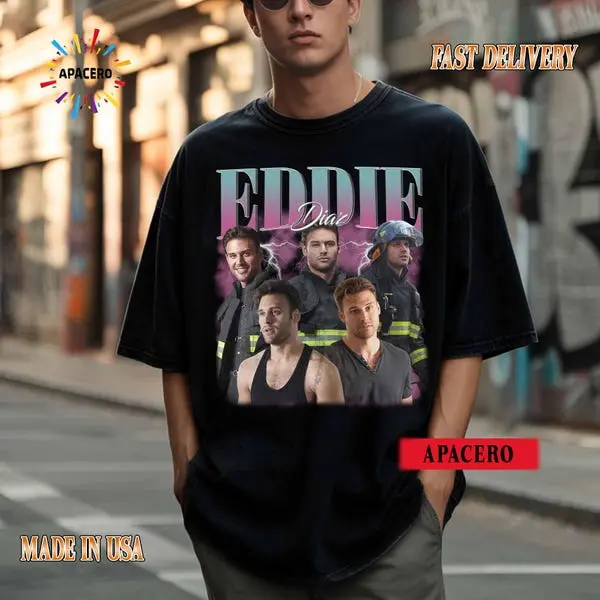 Comfort Colors Vintage 90s Graphic Eddie Diaz Shirt, Bootleg Rap Eddie Diaz Tee, LAFD Firefighter Gift For Man and Women
