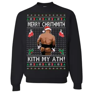 OnCoast Merry Chrithmith Kith My Ath! | Ugly Christmas Sweater | Mike Tyson Funny Christmas Sweater | Holiday Crewneck Sweater