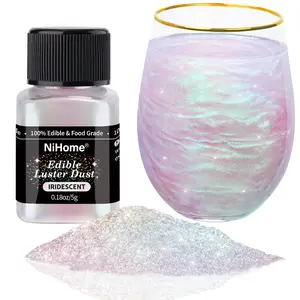 NiHome Iridescent Edible Food-Grade Glimmer Powder Glitter Luster Dust Metallic Food Decorating Sprinkle Glimmery Dust for Drink Wine Beverage Cake Candy Dessert Bakery Restaurant Vegan
