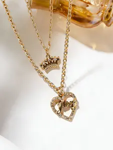 Fashion Heart Crown Necklace, Luxurious Heart Crown Pendant, Daily Wear, Party Jewelry, Valentine's Day Gift, Holiday Gift, Mother's Day Gift