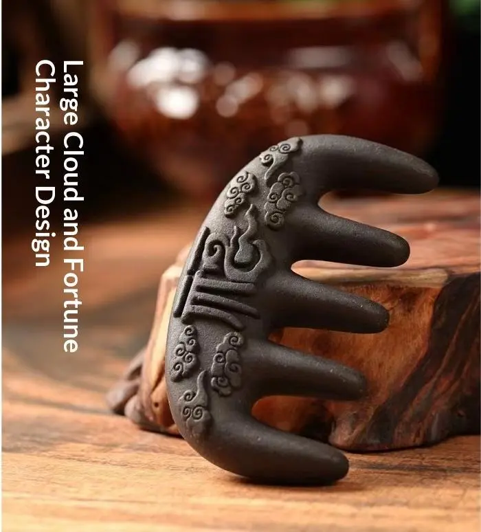 He Shou Wu Herbal Comb for Black Hair Nourishing,Intangible Heritage Craftsmanship Sweet herbal scent ,Large cloud and fortune character, hiding traditional blessings of"good luck and happiness"Daily combing,holiday gifting