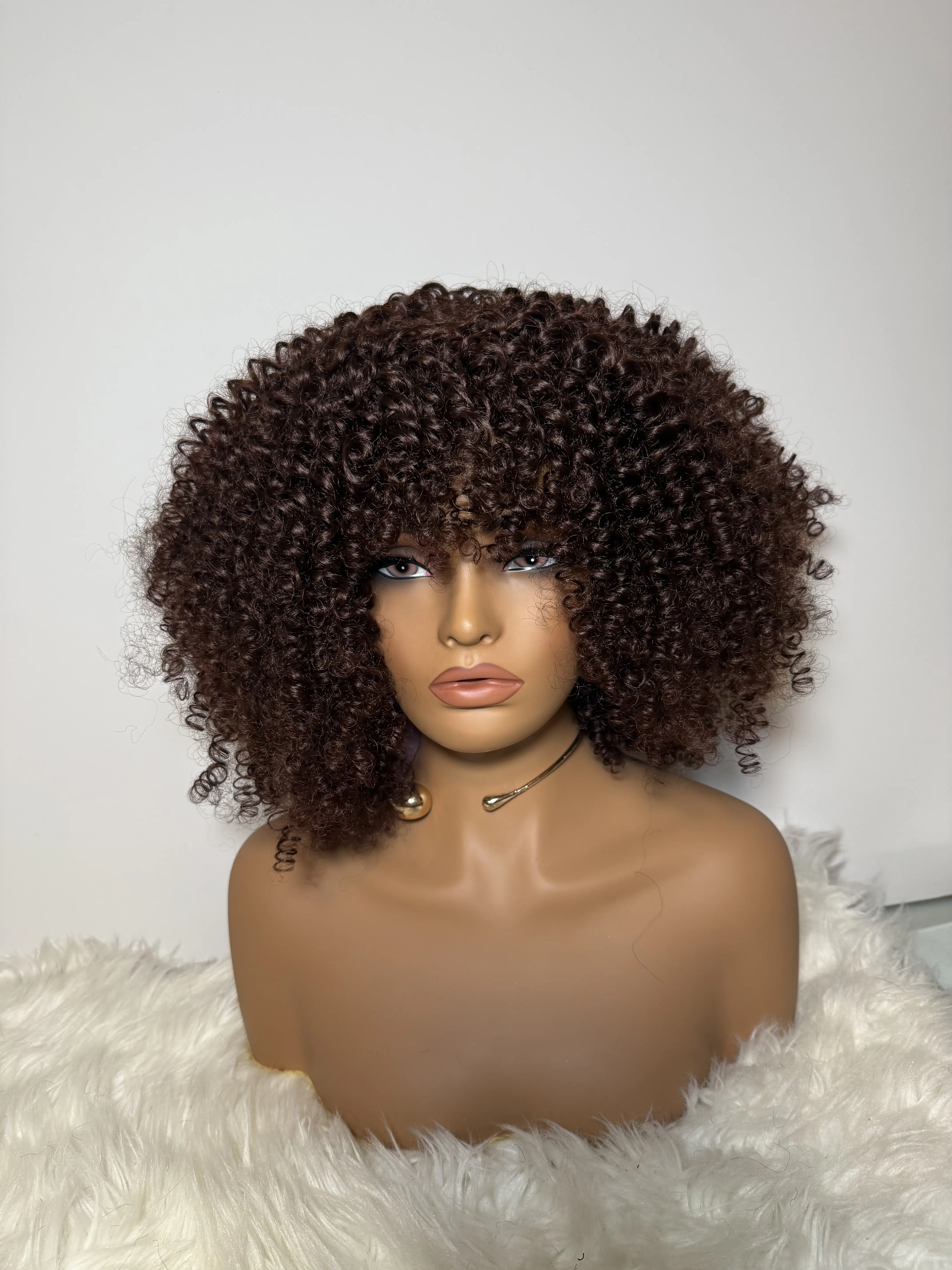 Curly Afro wig with bangs