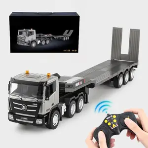 1/18 Remote Control Semi Truck Toy, Flatbed Trailer Toy, Electric Construction Vehicle Toy with Lights, Gifts for Boy friend, Valentine's Day Gifts