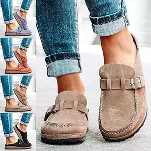 Women Suede Clogs Mules Garden Loafer Shoes Memory Foam Slipper Casual  Sneakers Comfortable Slip on Sandals Anti-Slip Backless Home Office Walking Shoes