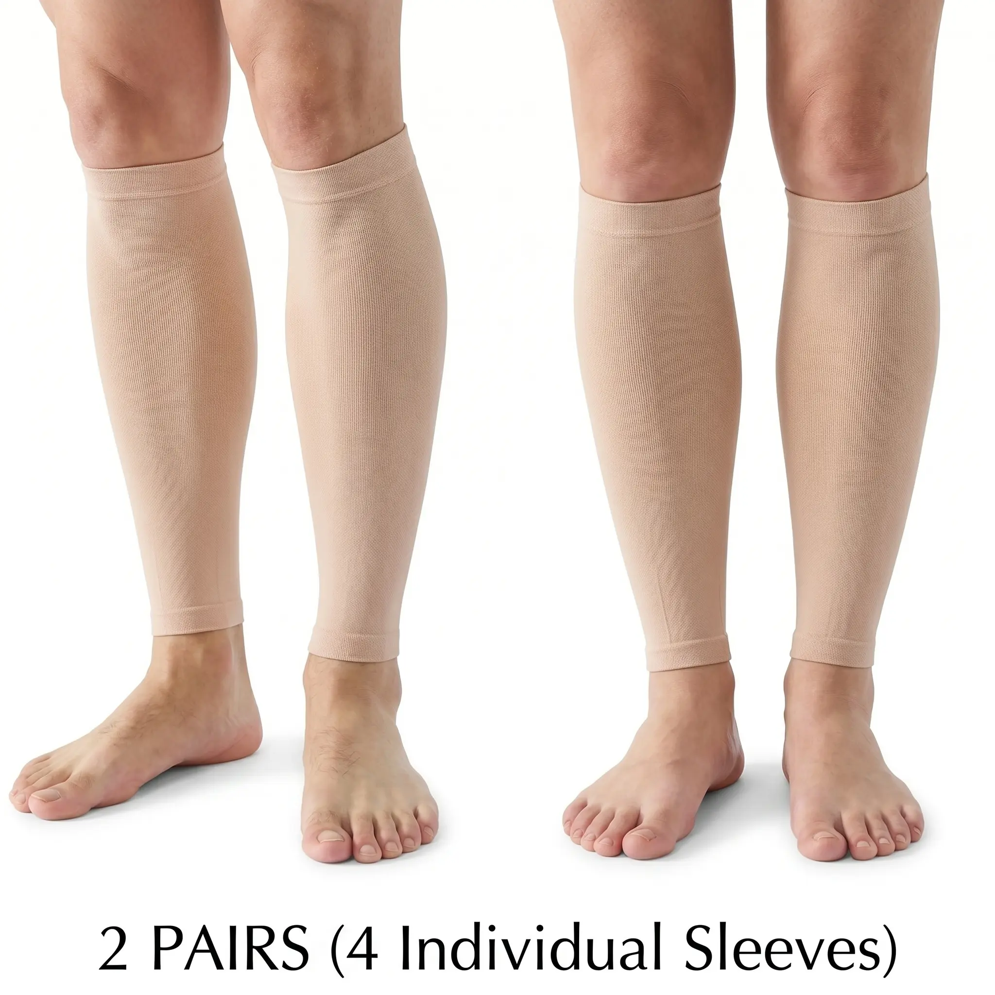 2 Pairs Calf Compression Sleeves for Adults, Solid Elastane Shin Support with 20-30mmHg for Running & Varicose Aid