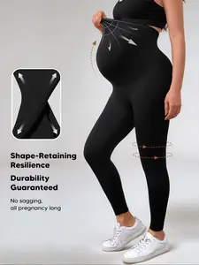 High-Waisted Maternity Leggings, Seamless Stretch Fabric, Full-Length Belly Support, Casual & Workwear Essentials for Moms-To-Be, Prenatal Maternity Clothing, Maternity Clothes, Pregnancy Clothes