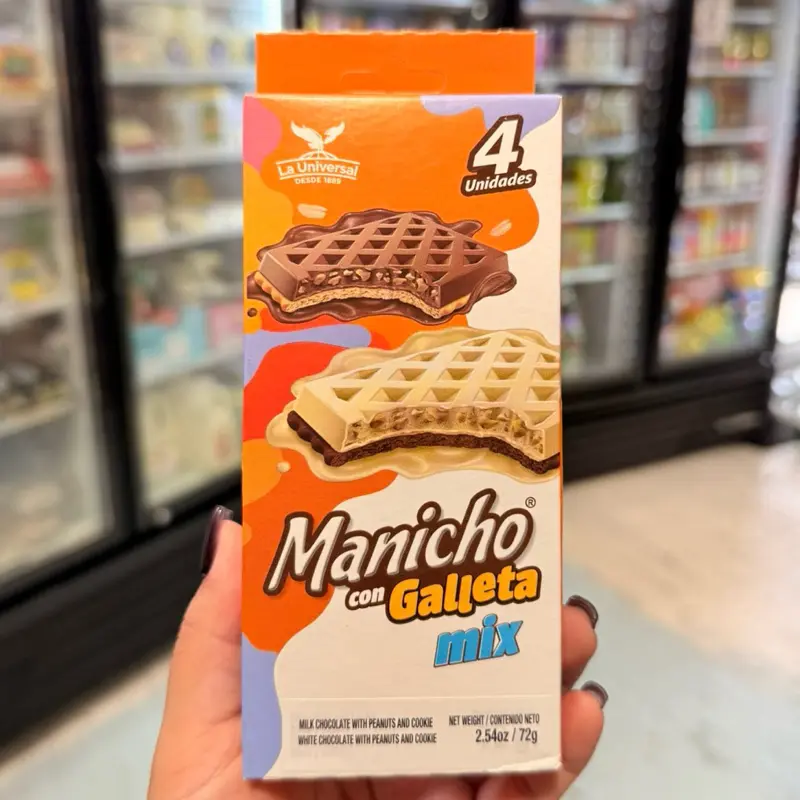 La Universal Manicho Con Galleta mix 4pk   Maní con chocolate blanco o leche de chocolate