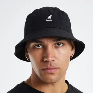 Kangol Washed Bucket Hat - Black - M/L/XL - Classic Style with White Logo Elegant Design Perfect Fit Kangol Washed Bucket Hat - Black - M/L/XL - Classic Style with White Logo Elegant Design Perfect Fit