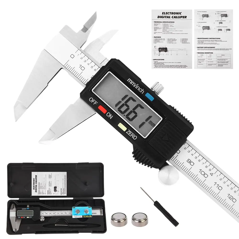 Digital Caliper Measuring Tool, Micrometer Calipers with Large LCD Screen, Inch Millimeter Conversion, 6 Inch Caliper Tools for DIY/Household