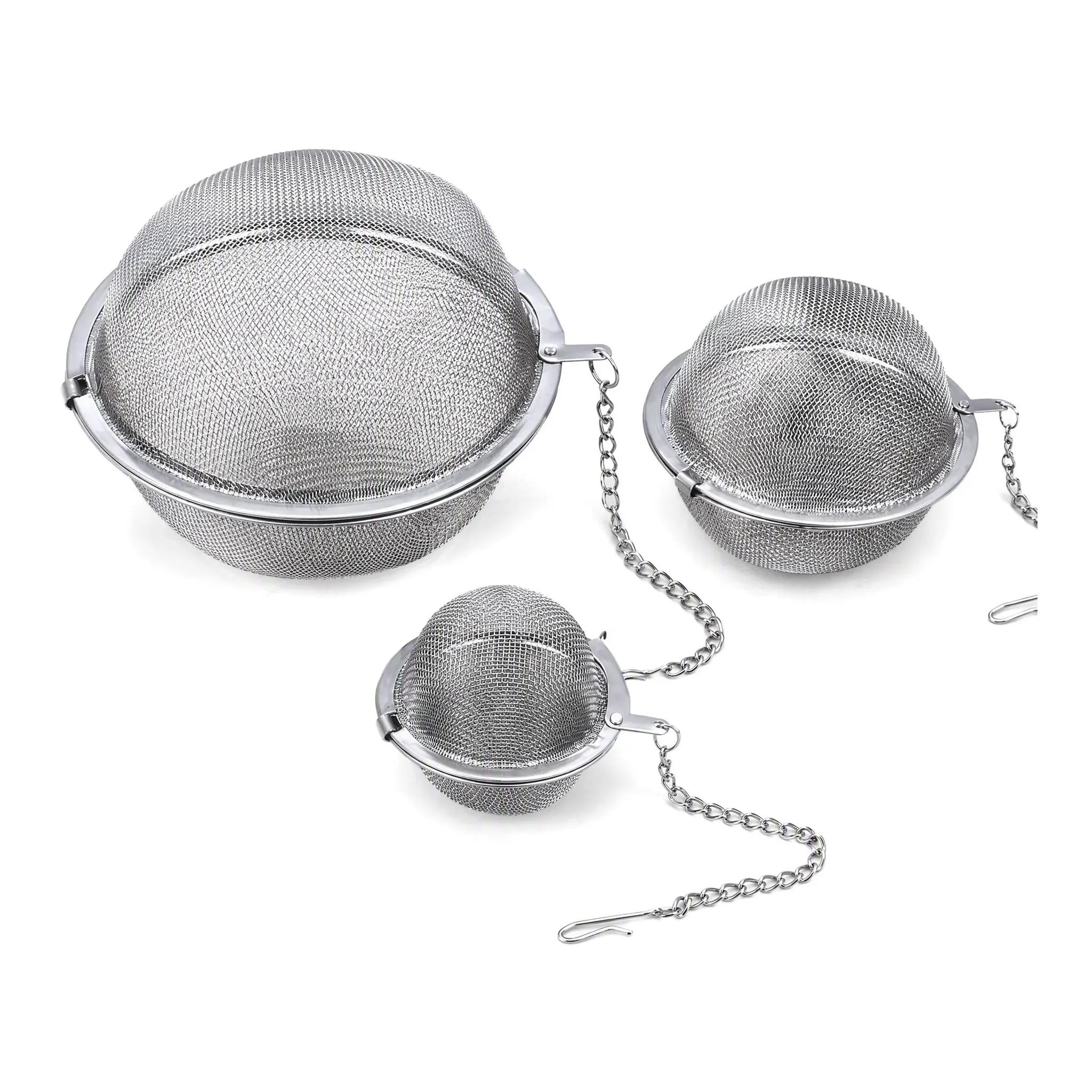 Stainless Steel Fine Mesh Spice Infuser Ball with Extended Chain, Reusable Strainer for Tea & Seasoning, Herb Steeper for Soup Broth & Home Kitchen Use