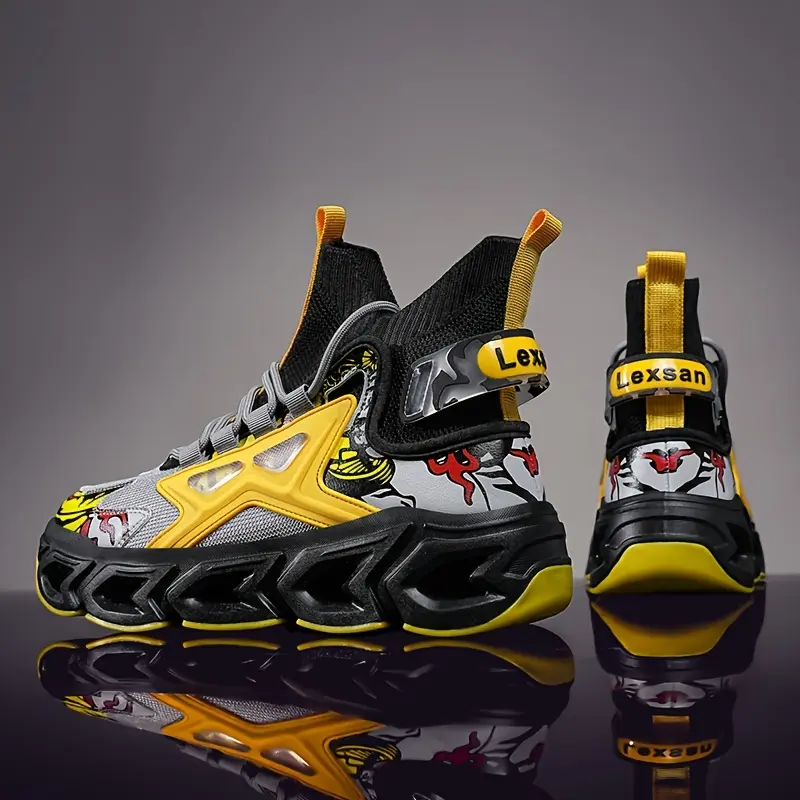 UYCEKK Men'S Blade Sneakers |   Casual Breathable Running and Hiking Shoes with Fabric Upper, MD Sole, and EVA Insole |   Lace Closure, Low Top Design, Cartoon Pattern |   Perfect for Spring/Fall and All-Season Use