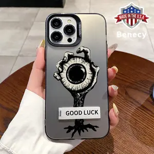 Phone case for iPhone 16 Pro Max 15 Plus 14 13 12 11 XR E XS Macabre Eyeball Design Pattern Bracket Anti-Scratch Shockproof Pocket-Friendly durable Cover