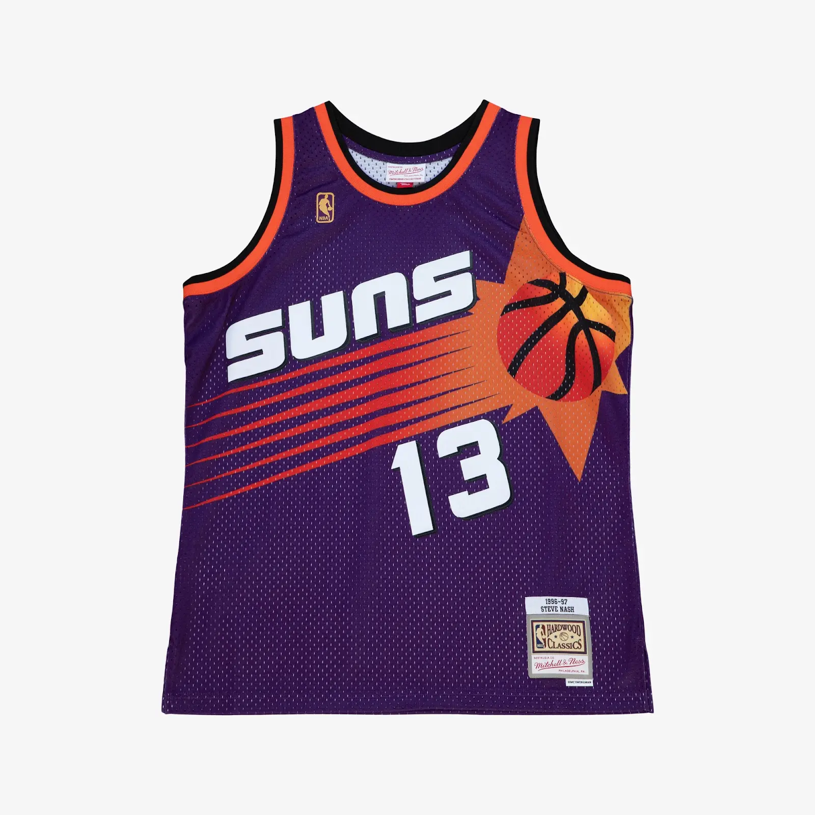 Mitchell & Ness NBA Steve Nash Phoenix Suns 1996-97 Purple Swingman Mens Game Jersey - 90s Retro Throwback Graphics, Numbered, Mens Jersey Style