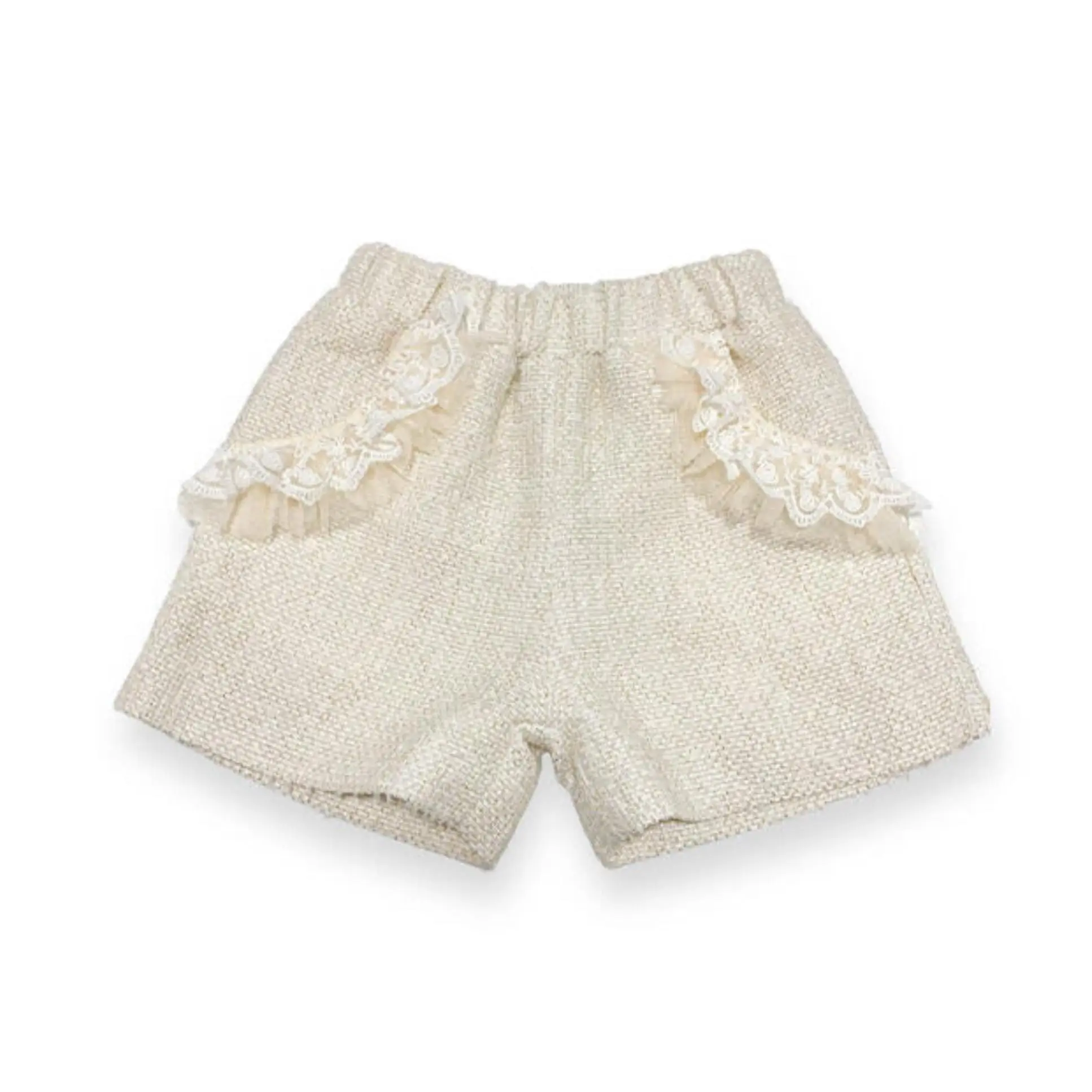 Lace Trim Tweed Shorts