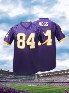 Men's 84 Letter Embroidered American Football Jersey Breathable Soccer Uniform Custom Shirt Classic Retro Mesh Jersey For Adults Jersey Shirts