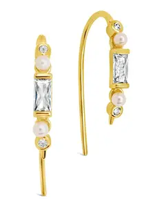 Nadia CZ & Pearl Threader Earrings