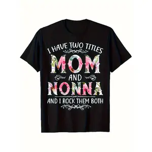 1pc Funny Italian-American Mom & Nonna Saying T-Shirt - "I Have Two Titles Mom & Nonna" Graphic Tee - Soft Breathable 180gsm Heavyweight Cotton Shirt - Women's & Men's Sizes S-XXXL - Mother's Day, Birthday, Family Gift Idea - Italian Heritage Apparel - Fu