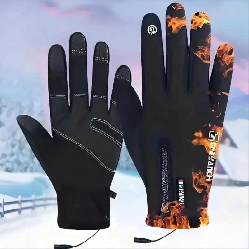 Electric Heated Gloves, USB Waterproof Touch Screen Insulation Hand Warmer, Indoor & Outdoor Sports Gloves for Cycling, Hiking & Walking Dogs, Christm