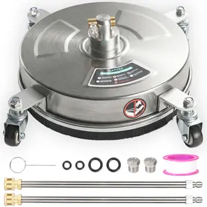 Pro-Grade Stainless Steel Surface Cleaner for Pressure Washer, 14"/16.5"/18" High Pressure Power Washer Accessory with 4 Wheels, 4000 PSI Max, Ideal for Driveways, Patios, Sidewalks & Decks