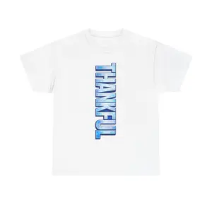Thankful vertical blue gradient THANKFUL tee | Cotton Thankful Shirt