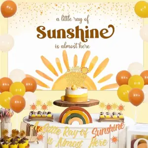 2D Flat Banner 1pc Baby Shower Sun Theme Background Cloth, Party Decoration & Photography Ideal Choice, Vivid Design Enhances Visual Appeal