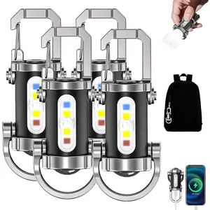GJANSH Portable Rechargeable Bright Keychain Flashlight Phone Charger, Mini Keychain Flashlight, 7 Modes, 1200 Lumens EDC Waterproof Keychains Flashlight (4PCS),summervibes,fathersdaygift fathersdaygift