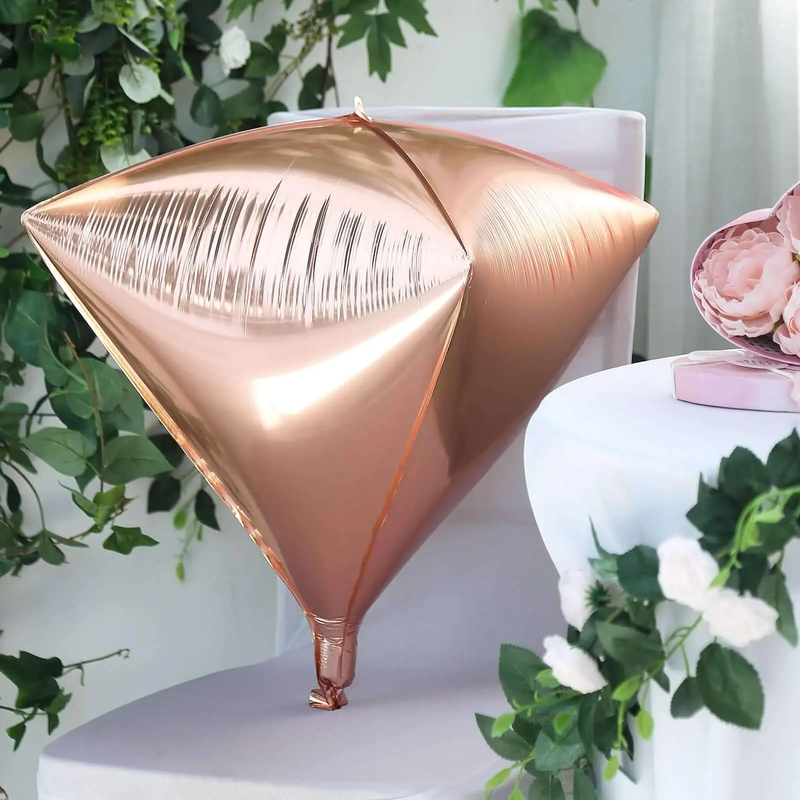 3 Pack Rose Gold 4D Diamond Self-Sealing Reusable Foil Balloon 16", Balloon Arch Decoration, Blow Up Balloons