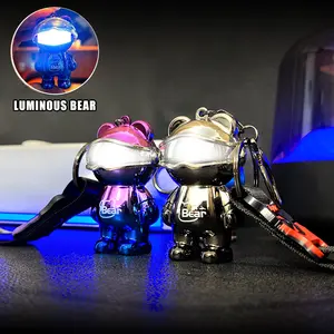Cool Bear Car Keychain Luminous Cool Bear Car Keyring Suitable for Bag and Car Boys and Girls Pendant Gift Fashionable Cool Keychain Pendant Home Accessories Luminous Keychain Pickup Car Keychain Ring