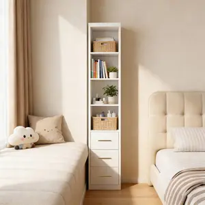 15.75x85.04inch White Side Storage Cabinet With Three Drawers for Bedroom, Living Room, Bathroom   WL