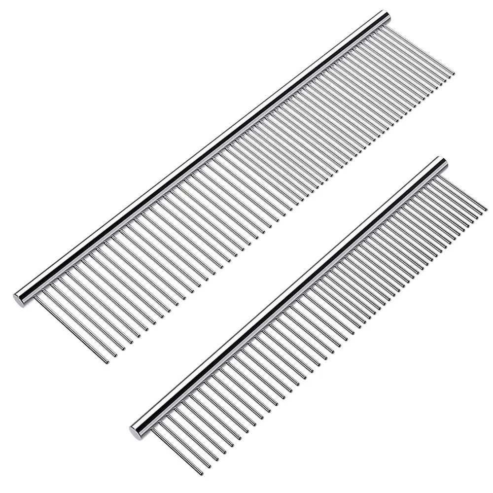 Stainless Steel Pet Comb, Professional Dog Grooming Brush, Cat Beauty Comb, Removes Loose Fur, Detangles Knots, Sturdy & Easy to Clean