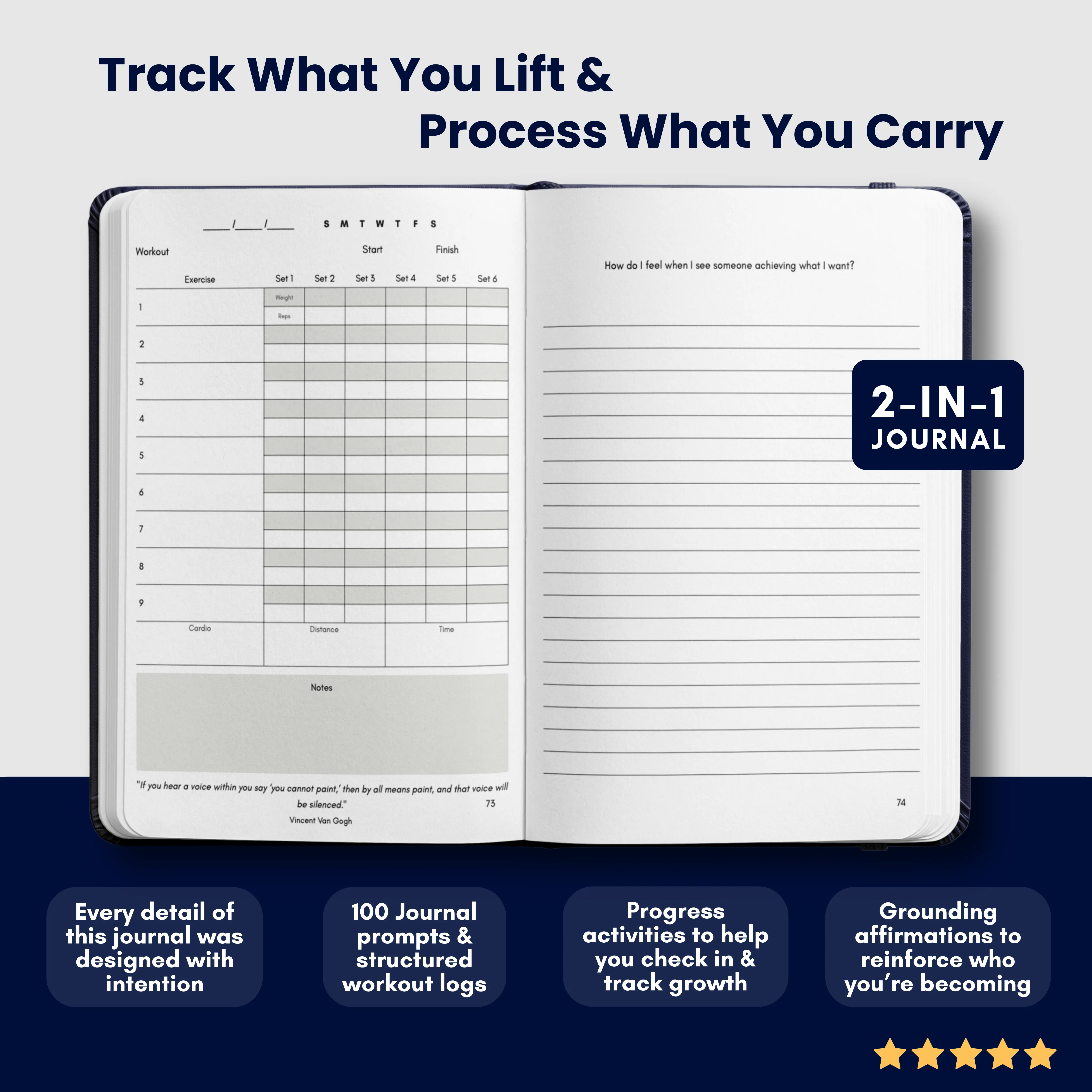 Workout Log & Guided Journal for Healing, Reflection and Growth | The Strength Within Journal | Mental Health, Wellness, Gym Rats, Healing Journey, Gym is Therapy, Progress tracker, Fitness, Exercise, fitness planner, guided journal, self reflection